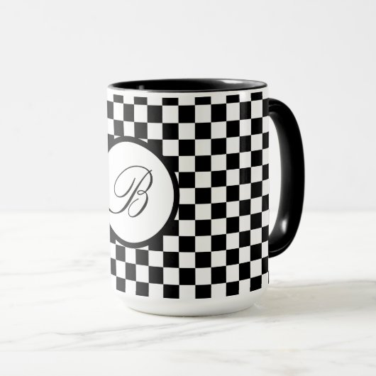 Mug noir plaqué monogramme (Devant droit)