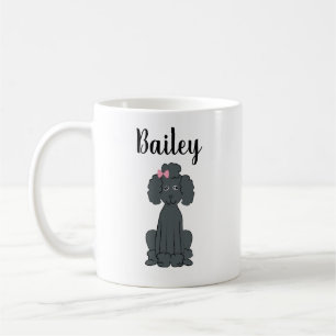 Mug Noir Poodle mignon Calligraphie Animaux Personnali