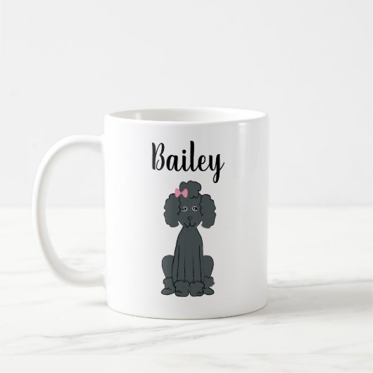 Mug Noir Poodle mignon Calligraphie Animaux Personnali (Gauche)