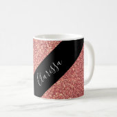 Mug Noir rose de parties scintillantes d'or de poussin (Devant droit)