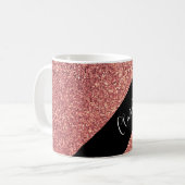 Mug Noir rose de parties scintillantes d'or de poussin (Devant gauche)