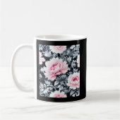 Mug noir & rose élégant vintage Floral (Gauche)