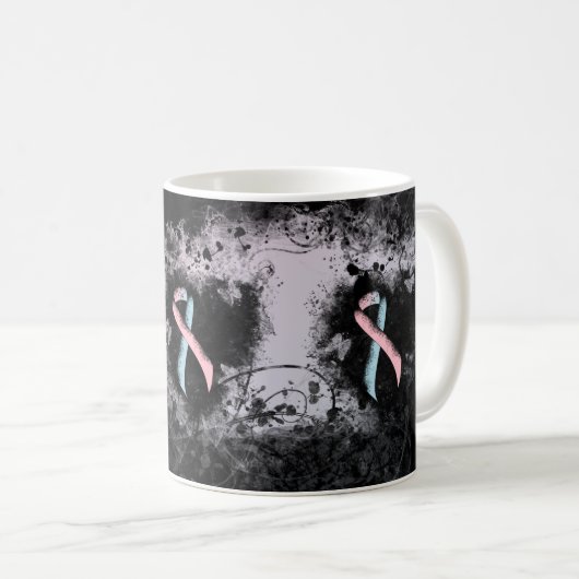 Mug Noir rose et bleu clair Ribbon Sensibilisation Gru (Devant droit)