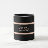 Mug Noir rose or monogramme initiales élégant script (Centre)