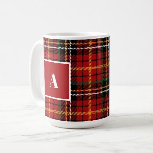 Mug Noir rouge classique Noël plaqué Monogramme initia (Devant gauche)