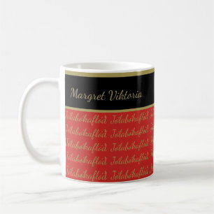 Mug Noir rouge nommé personnalisé de Jólabókafló