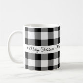 Mug Noir rustique À damiers Joyeux Noël (Gauche)