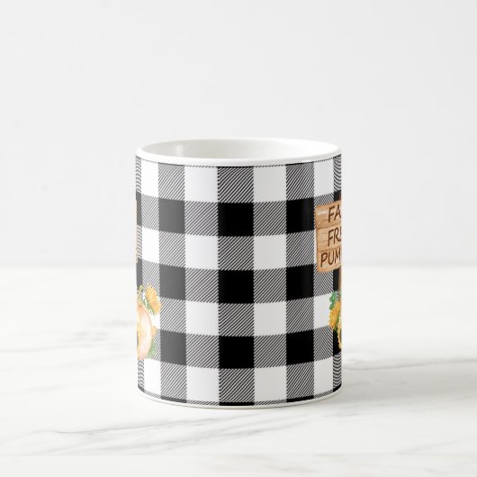 Mug Noir rustique et blanc plaid avec Citrouilles auto (Centre)