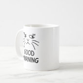 Mug Noir simple drôle amoureux des chats bonjour (Devant gauche)