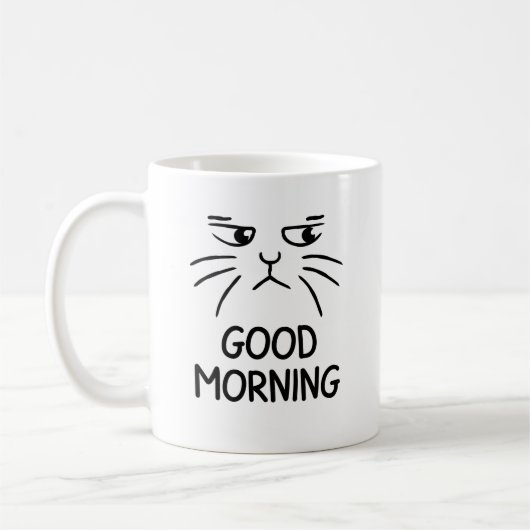 Mug Noir simple drôle amoureux des chats bonjour (Gauche)