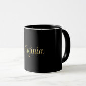 Mug Noir, sobre et élégant, modèle or (Devant droit)