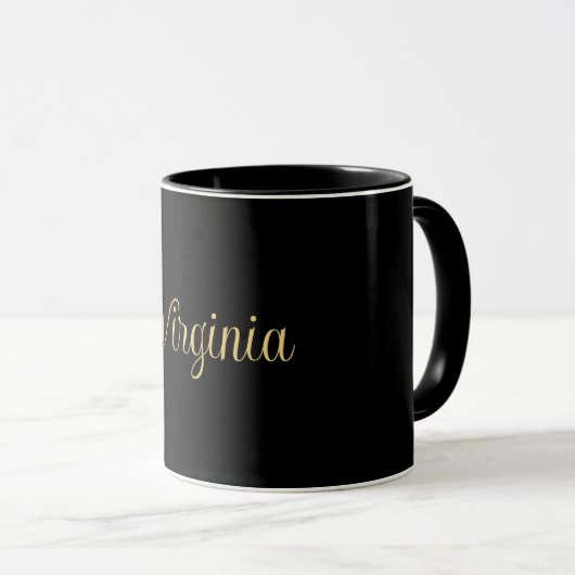 Mug Noir, sobre et élégant, modèle or (Devant droit)