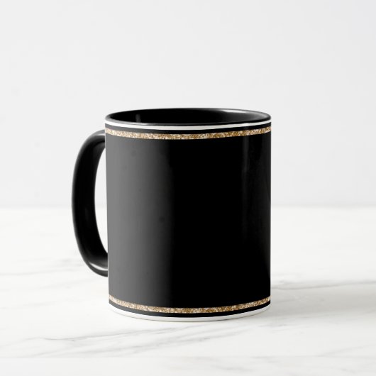 Mug Noir, sobrement élégant, doré, (Devant gauche)