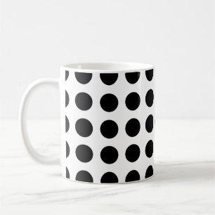 Mug Noir sur Blanc Grande taille Pois horizontaux