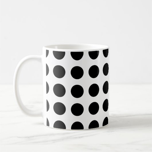 Mug Noir sur Blanc Grande taille Pois horizontaux (Gauche)