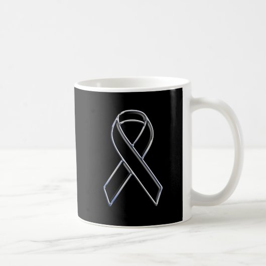 Mug Noir sur la Noir Style Ribbon sensibilisation (Droite)