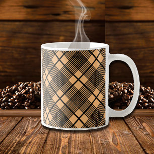 Mug Noir sur motif carreaux marron chameau Glen