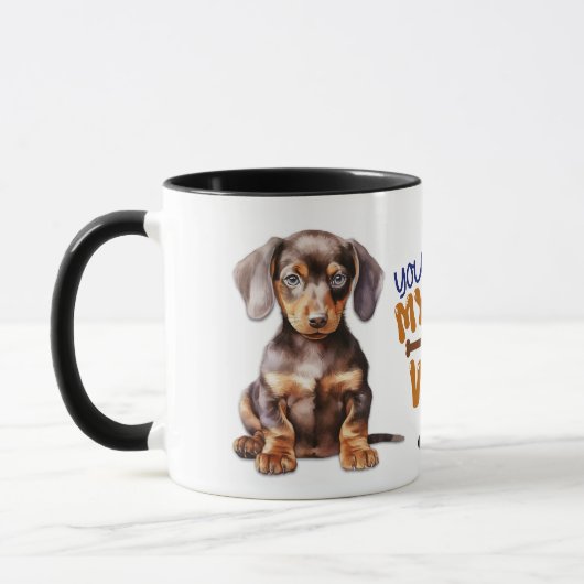 Mug Noir Tan Dachshund Puppy Vous Faites Ma Queue (Gauche)