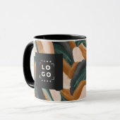 Mug Noir vert rouille abstrait peint minimal moderne (Devant gauche)