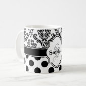 Mug Noir Vintage Damask migte Pois (Devant gauche)