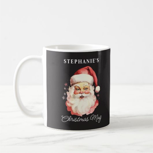 Mug Noir Vintage rétro Père Noël (Gauche)