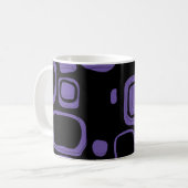Mug Noir, Violet, Violet Retro Art Abstrait 2 (Devant gauche)