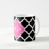 Mug Noir Wht Marocain #5 Rose Chaud #2 Nom Monogramme (Devant droit)