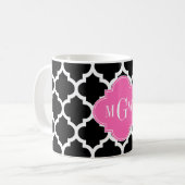 Mug Noir Wht Marocain #5 Rose Chaud #2 Nom Monogramme (Devant gauche)