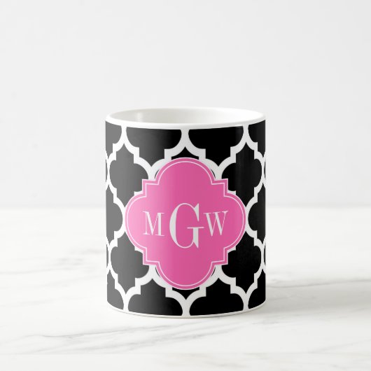 Mug Noir Wht Marocain #5 Rose Chaud #2 Nom Monogramme (Centre)