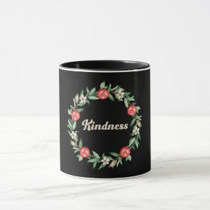 Mug noire avec grenade rose Wreath-Peace Imprimer