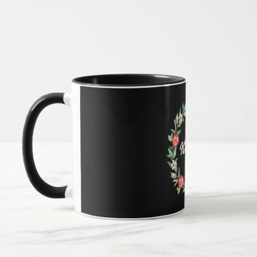 Mug noire avec grenade rose Wreath-Peace Imprimer (Gauche)