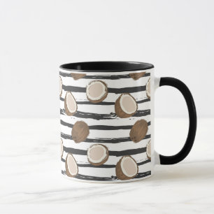 Mug Noix de coco sur le motif grunge de rayures