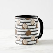 Mug Noix de coco sur le motif grunge de rayures (Devant droit)