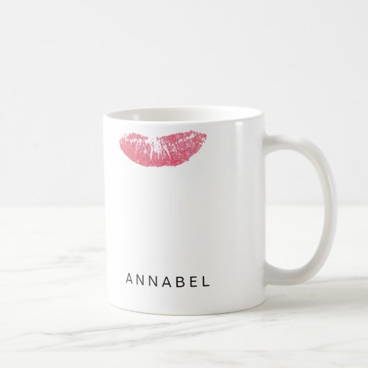 Mug Noix de rouge à lèvres rose et rose moderne (Droite)
