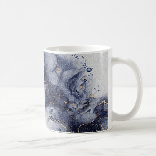 Mug Noix d'encre bleu foncé et or (Droite)