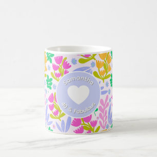 Mug nom 40e anniversaire aquarelle fleurs sauvages flo