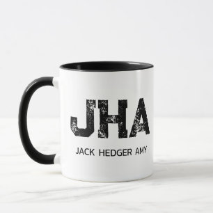 MUG NOM À TROIS LETTRES MINIMALISTE NOIR MONOGRAMME BL