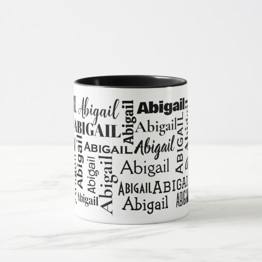 Mug Nom ABIGAIL noir en blanc (Centre)