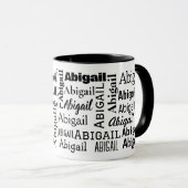 Mug Nom ABIGAIL noir en blanc (Devant droit)