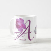 Mug Nom Abigail personnalisable rose fleurs boho (Devant gauche)