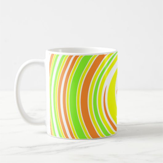 Mug Nom Abstrait du monogramme vert orange (Gauche)