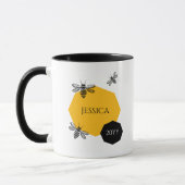 Mug Nom Année Rucher Jaune Abeille Mignonne pour A (Gauche)