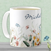 Mug Nom, Aquarelle Fleur sauvage Florals 11oz