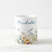 Mug Nom, Aquarelle Fleur sauvage Florals 11oz (Centre)