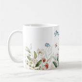 Mug Nom, Aquarelle Fleur sauvage Florals 11oz (Gauche)
