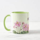 Mug Nom Aquarelle rose japonais anémone illustration (Gauche)