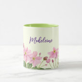 Mug Nom Aquarelle rose japonais anémone illustration (Centre)