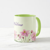 Mug Nom Aquarelle rose japonais anémone illustration (Devant droit)