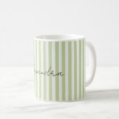 Mug Nom aux Rayures Vertes et Blanches (Devant droit)