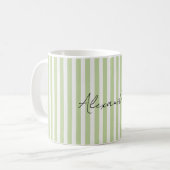 Mug Nom aux Rayures Vertes et Blanches (Devant gauche)